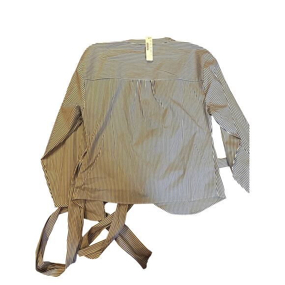 NWT J. Crew Blue White Business Stripe Cotton Wrap Blouse Office Women's Size 12 - Picture 12 of 12